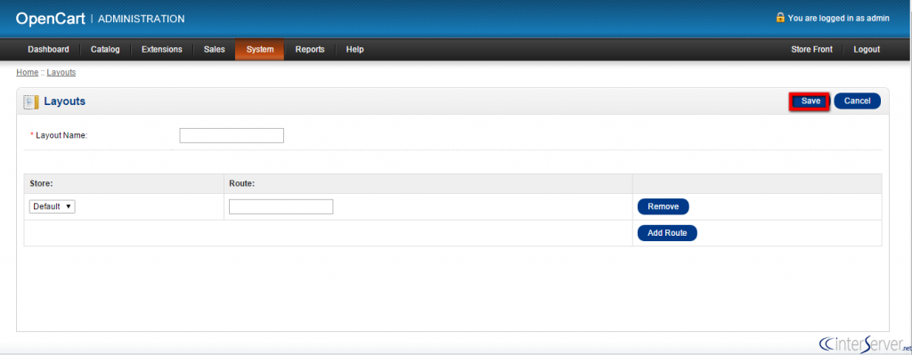 Manage layouts in OpenCart