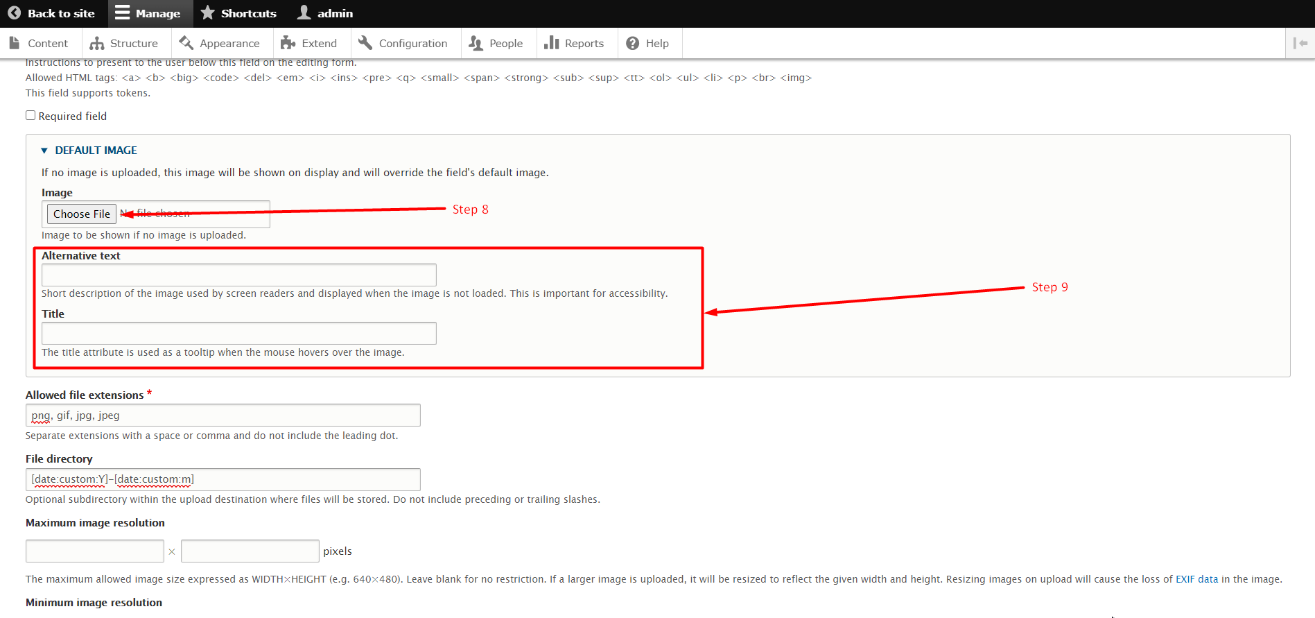 Set Default Image for Content type in Drupal - Step 8