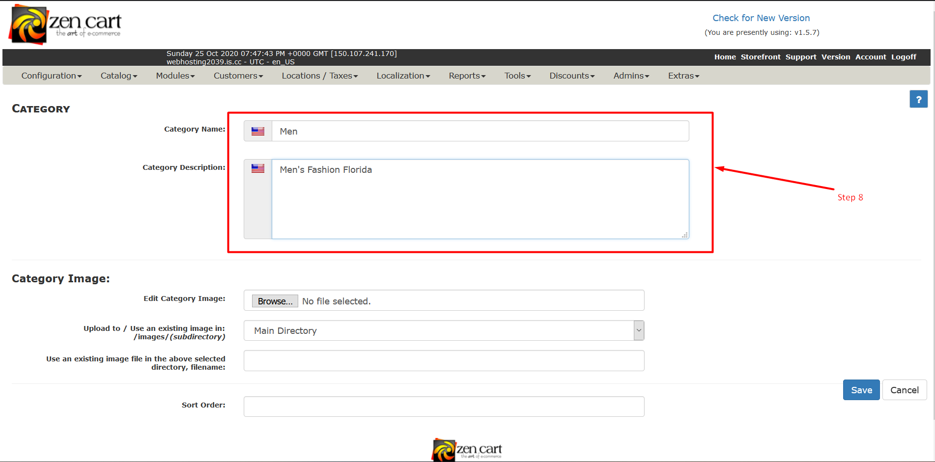 How to add category in Zencart - Step 8