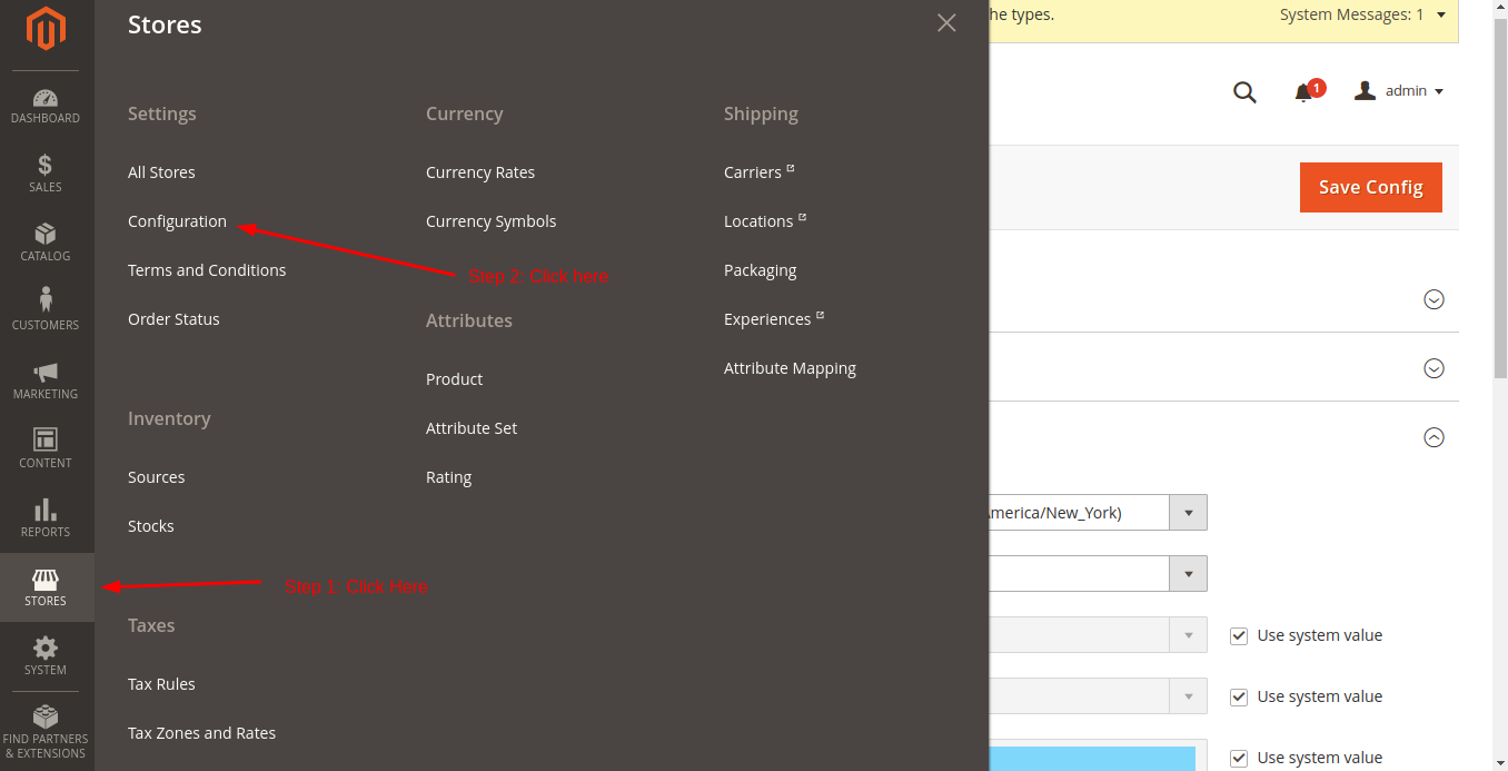 Add Magento Store information - Step 1