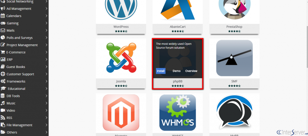 Install phpBB from Softaculous