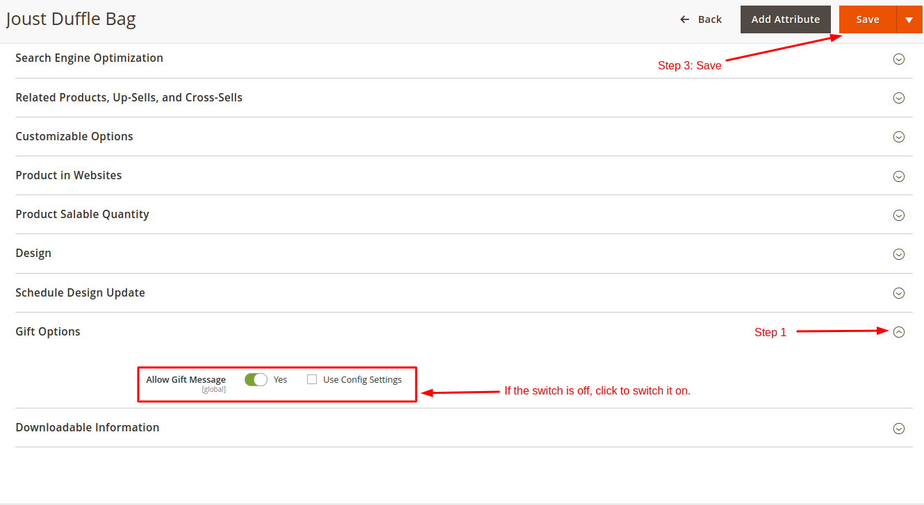 Manage gift messages in Magento