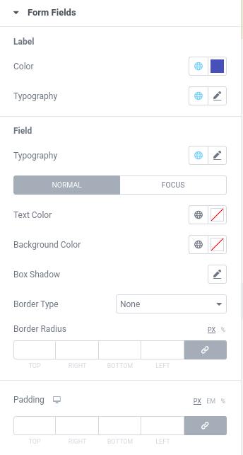 How to manage the styling of Form fields in Elementor