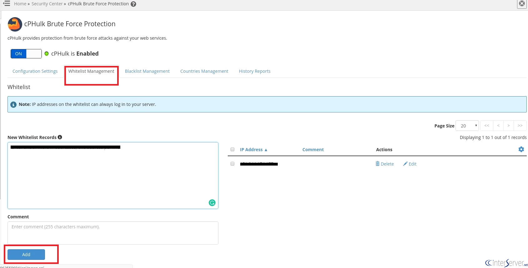 Whitelist IP