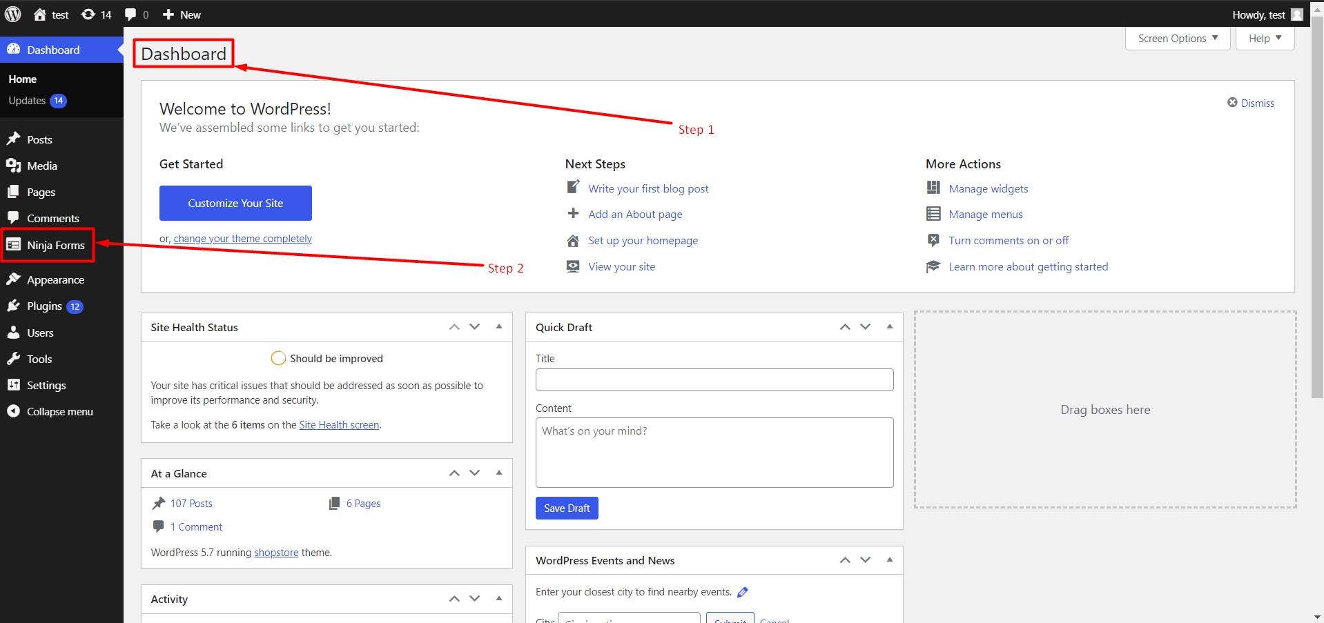 Display Ninja forms in WordPress