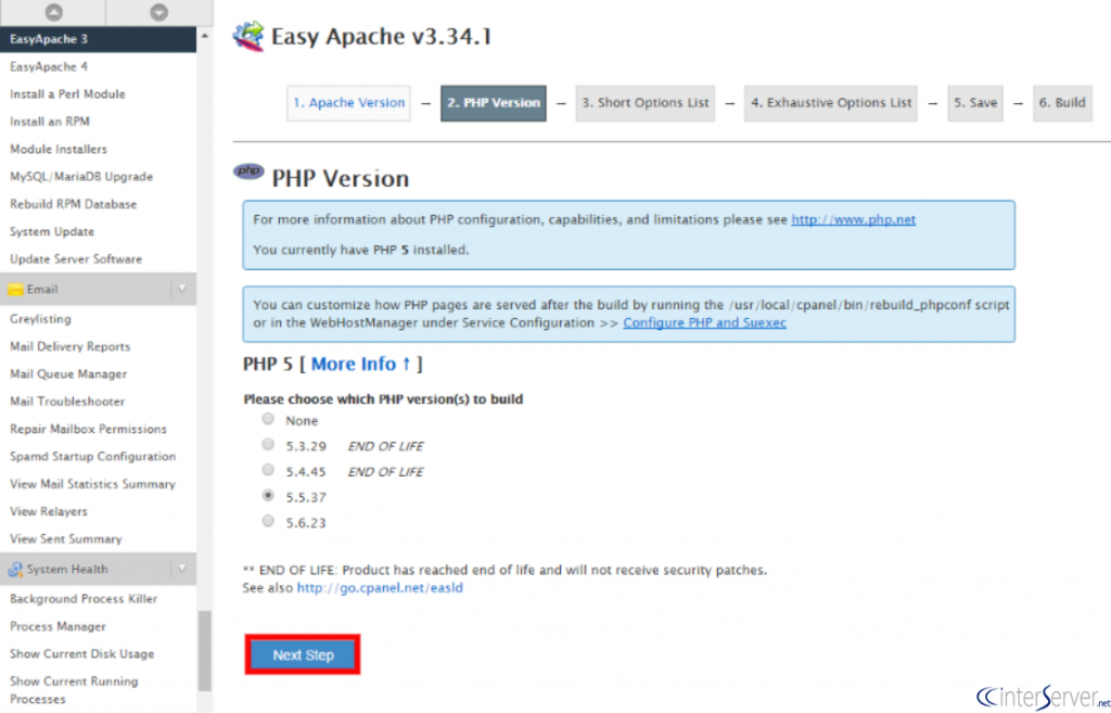 Upgrade Apache using Easyapache