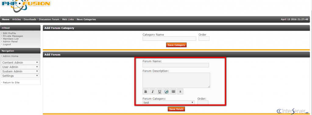 Manage Forums