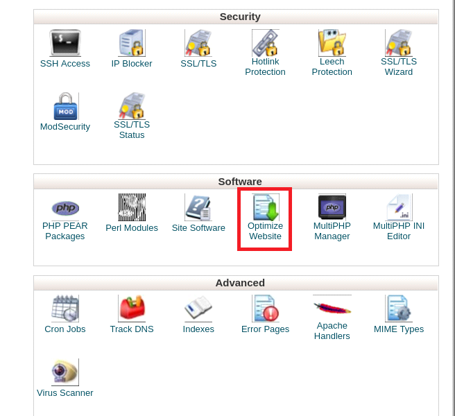 Optimize website using cpanel