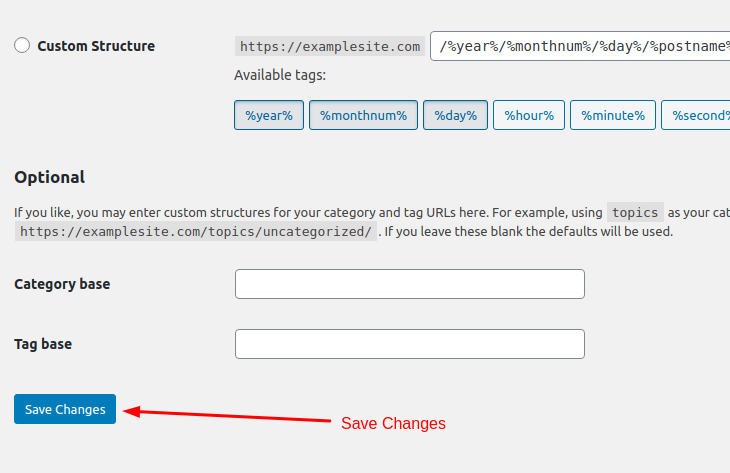 How to set Permalinks in WordPress - Step 4