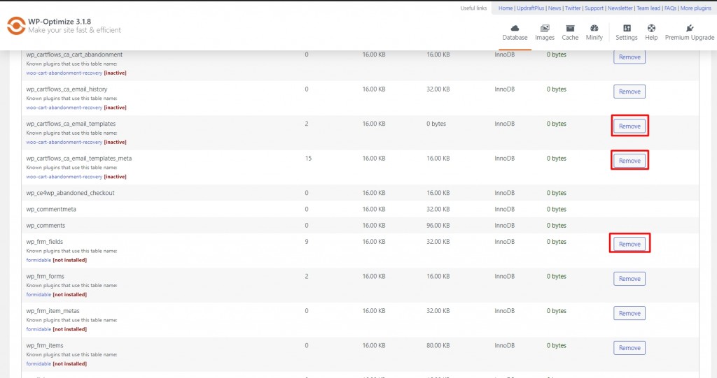 Clean WordPress Database with WP-Optimize - Step 8