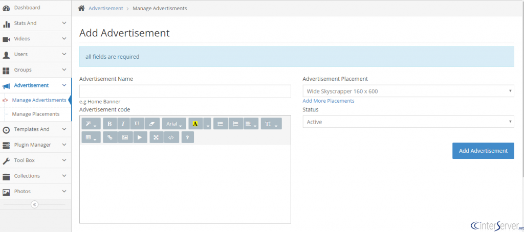 Manage Advertisement