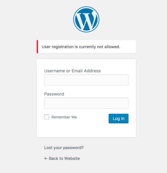 Wordpress login
