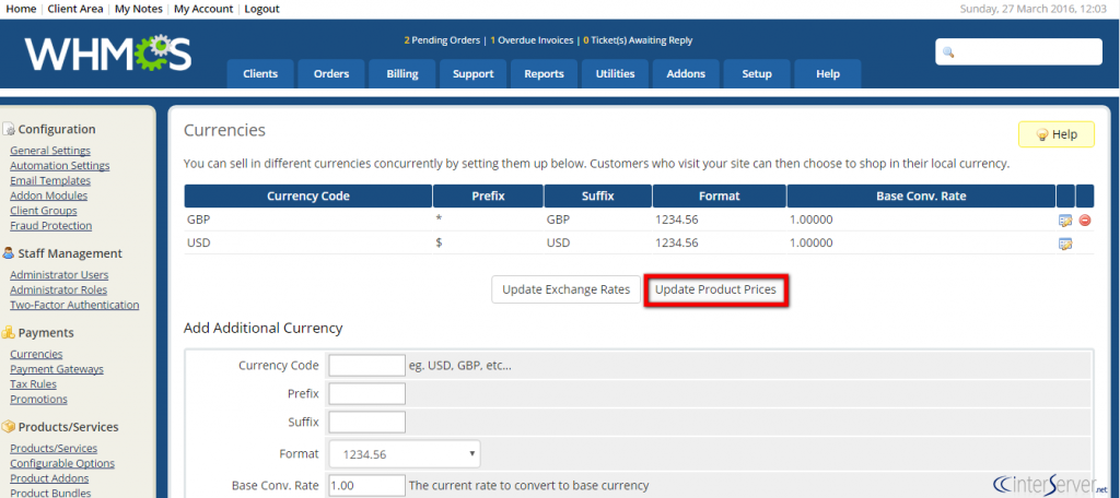 Customize Currencies