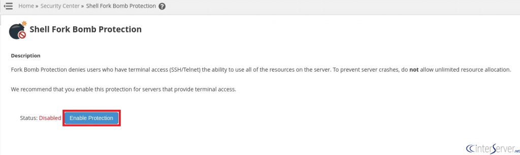 Enable shell bomb protection