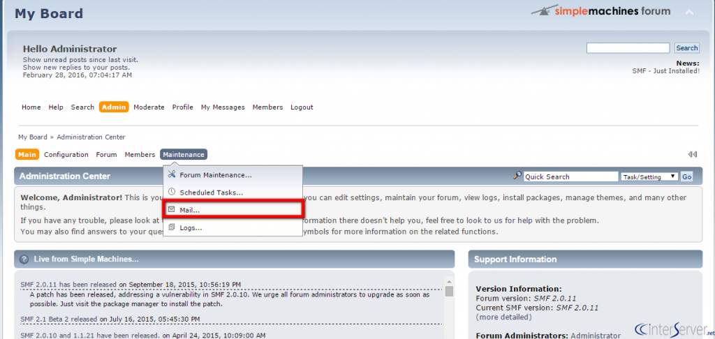 SMTP Settings in SMF
