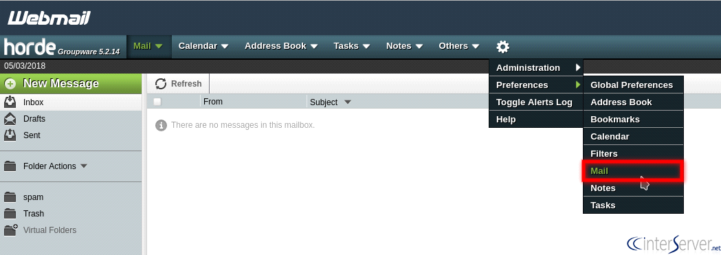 Sent Attachments not showing in Horde Webmail?