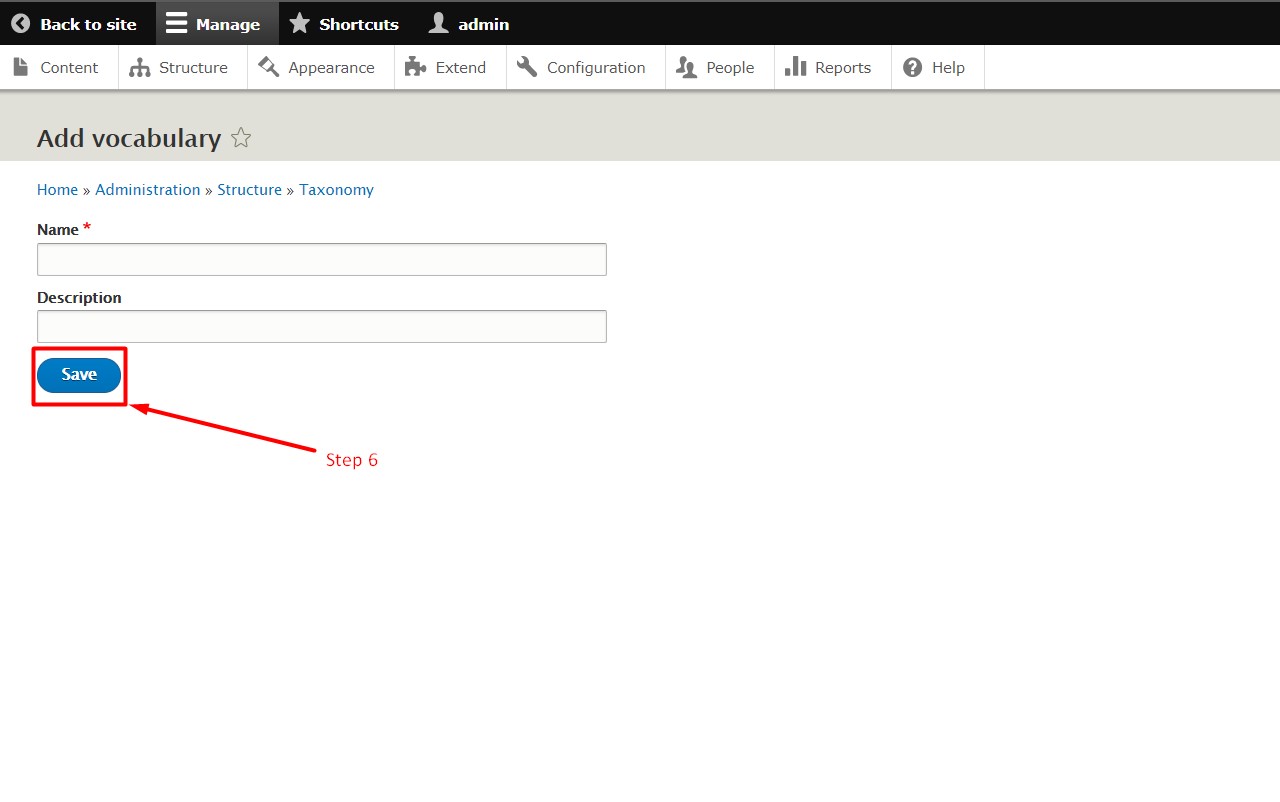 How to add vocabulary in Drupal - Step 6