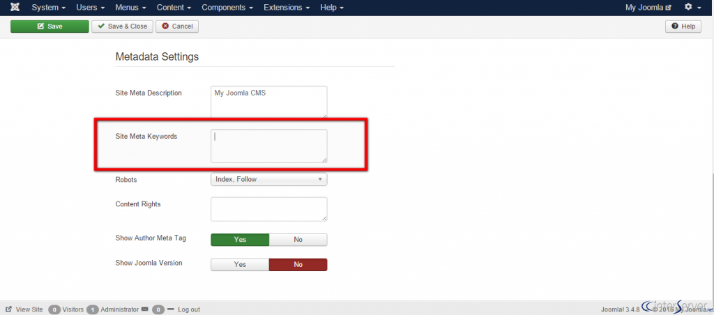 Meta Keyword in Joomla