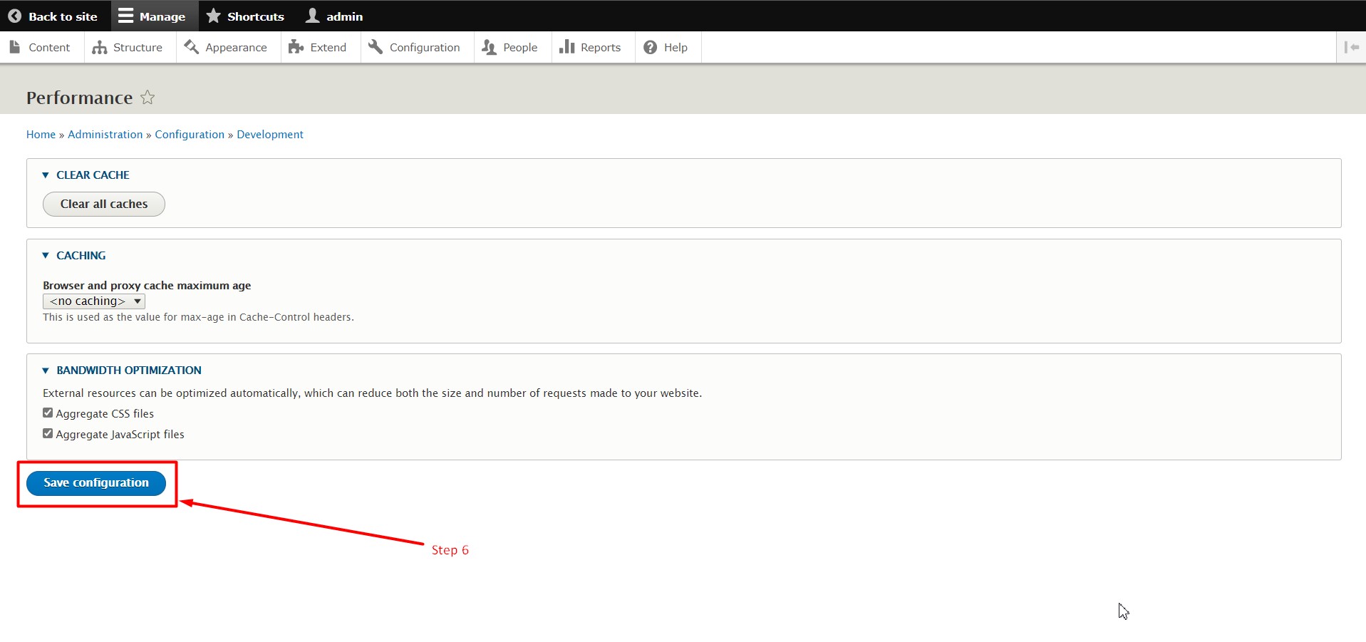 Optimise bandwidth in Drupal - Step 6