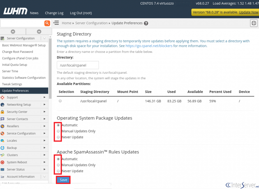 Update Preferences