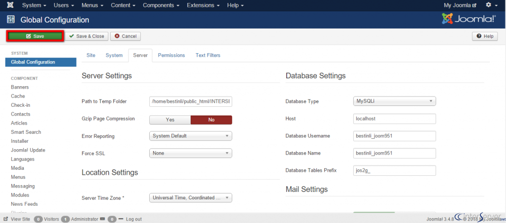 Error Reporting Settings in Joomla