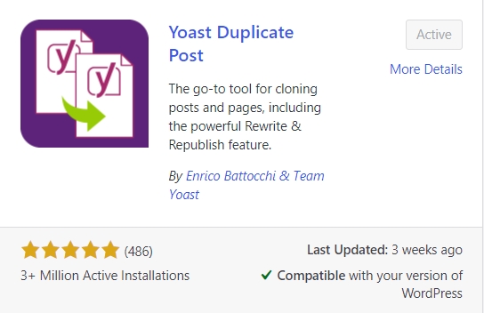 Install Yoast Duplicate posts plugin