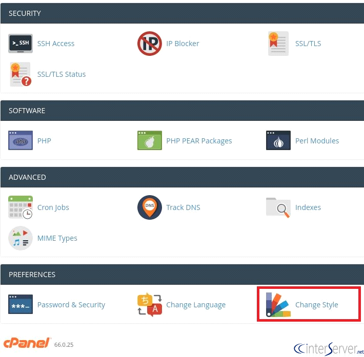 Change cPanel style