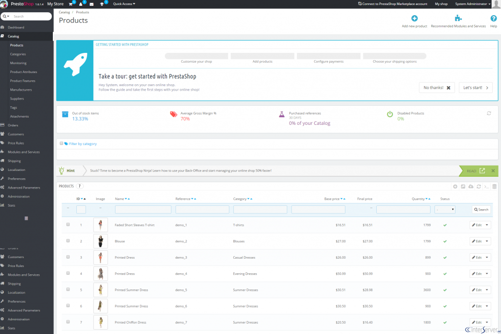 Create product in PrestaShop