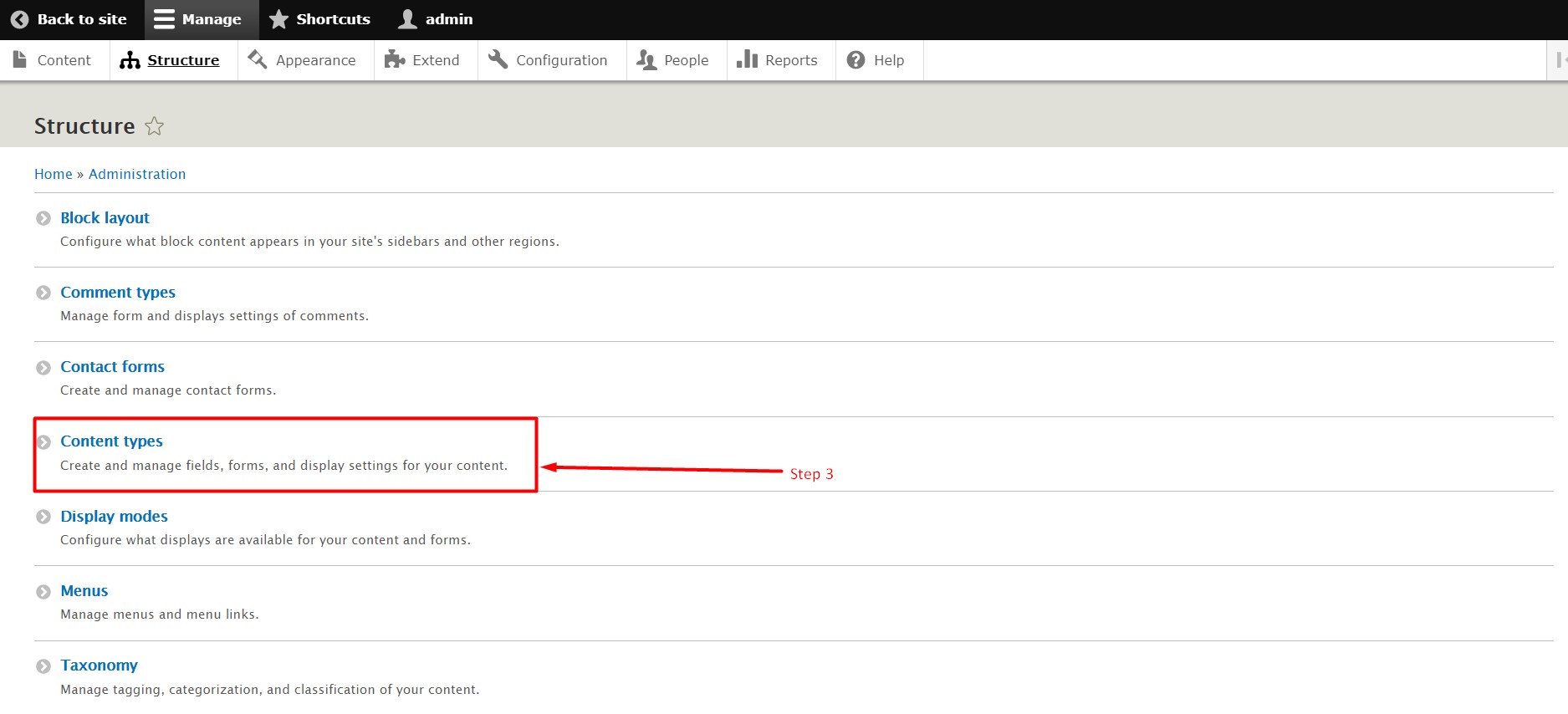 How to add a content type in Drupal - Step 3