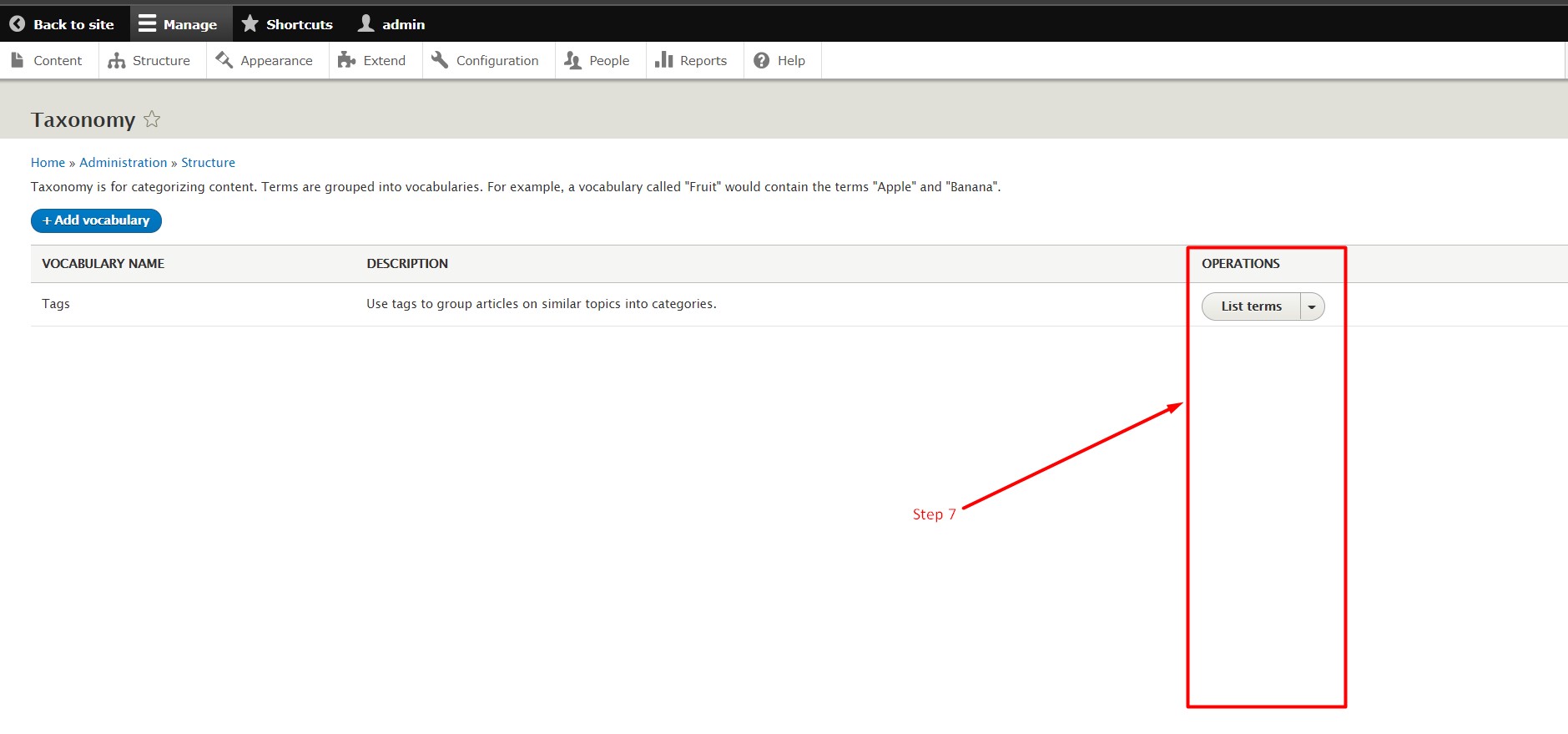 How to add vocabulary in Drupal - Step 7