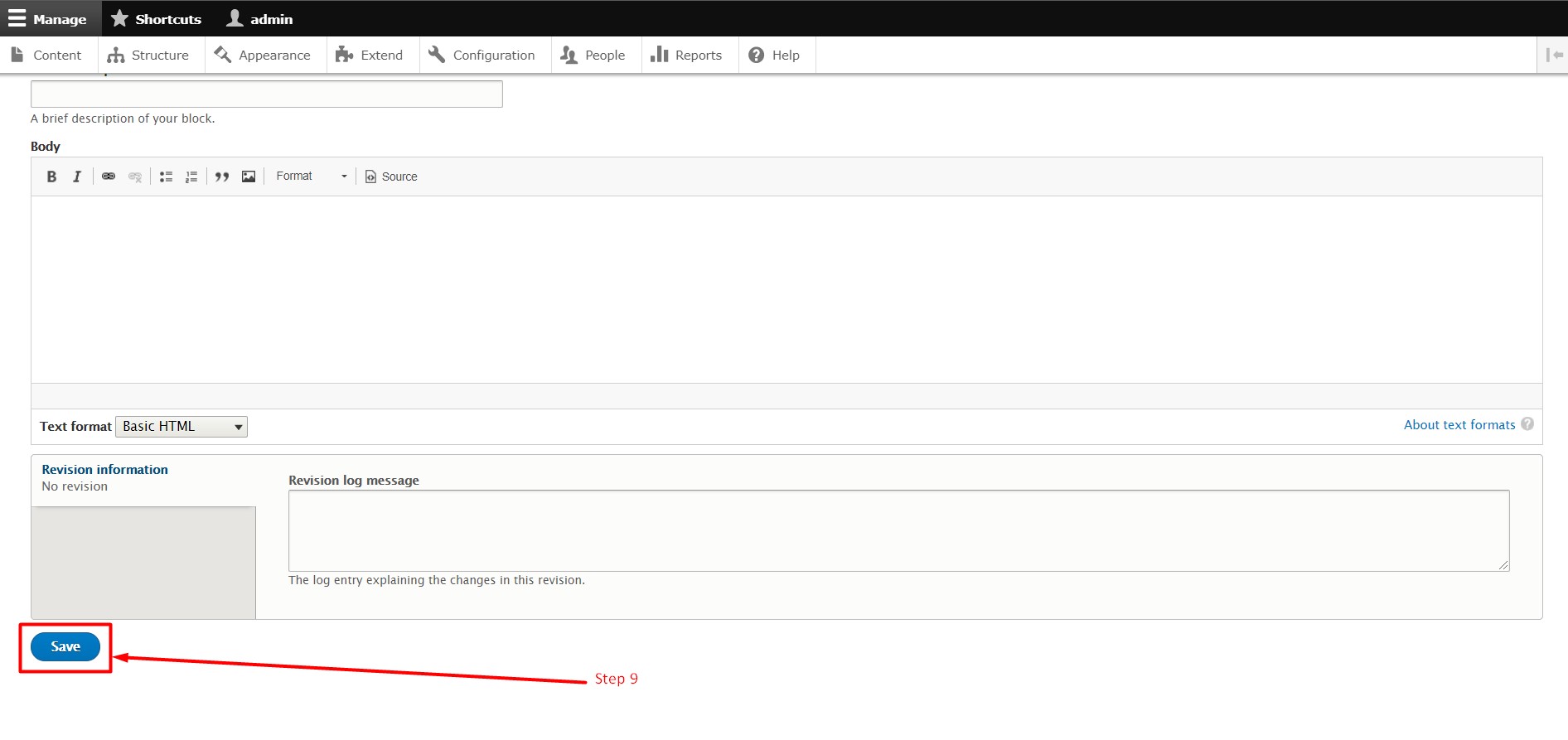 How to add custom blocks in Drupal - Step 9