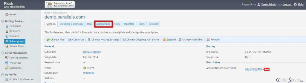 Install WordPress from Plesk