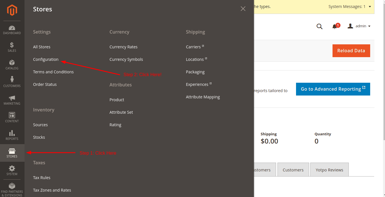 Change admin startup page in Magento - Step 1