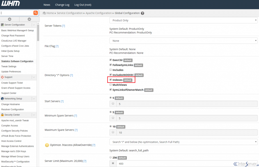 Disable directory browsing