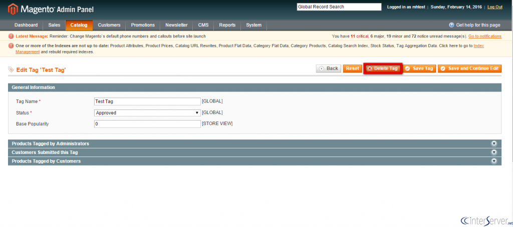 Manage product tags in Magento