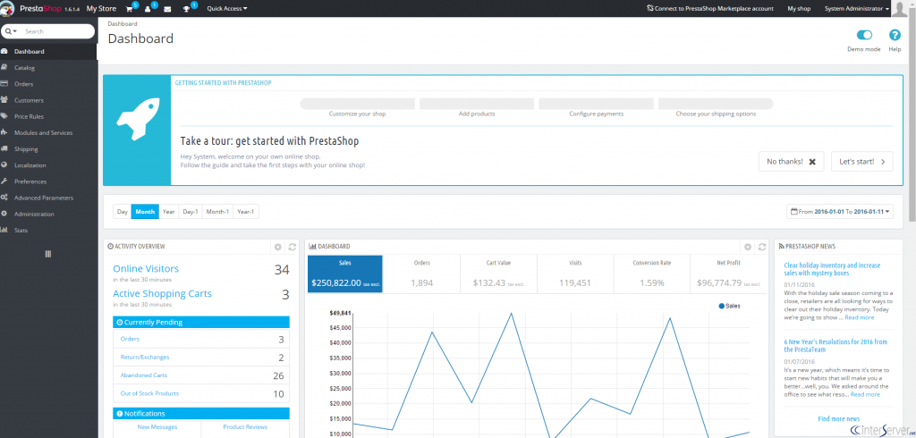 Install PrestaShop from softaculous
