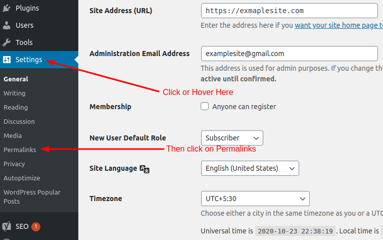 How to set Permalinks in WordPress - Step 1 and 2