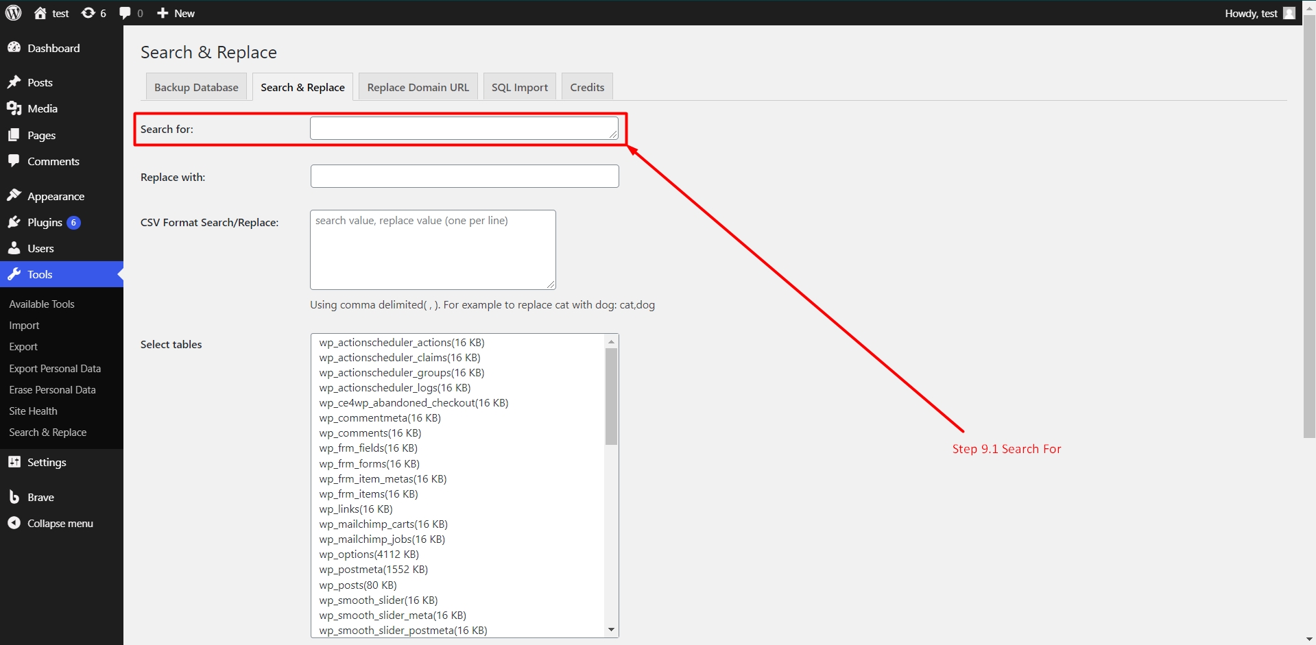 Search for a word in WordPress database