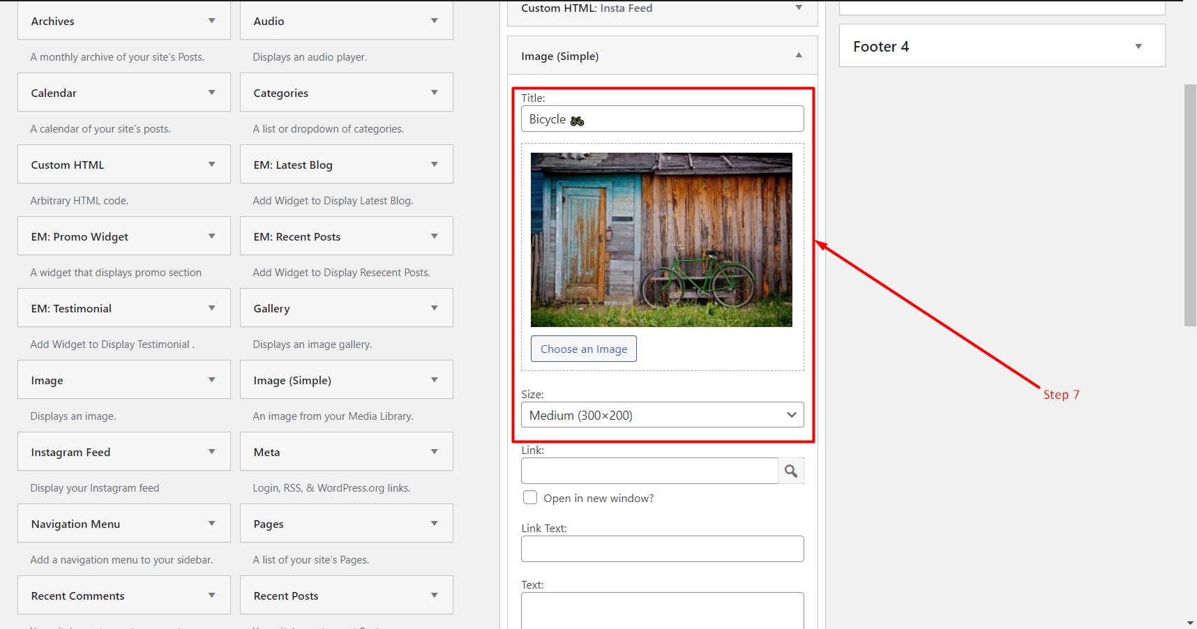 Upload image in the simple image widget