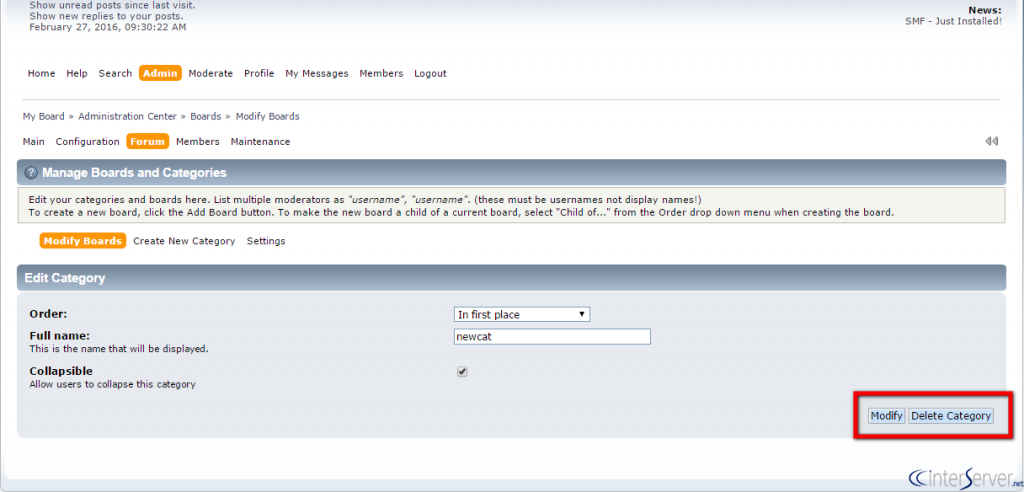 Manage category in SMF
