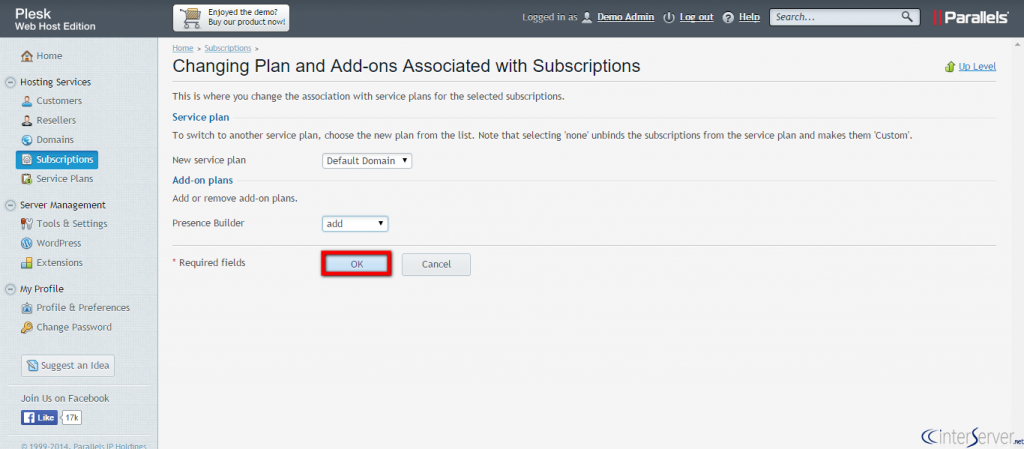 Manage Subscriptions in Plesk