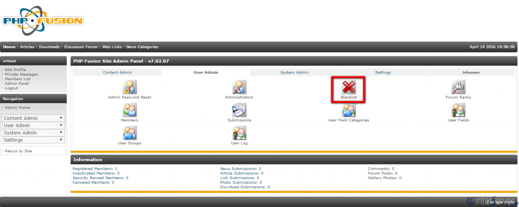 Manage Blacklist