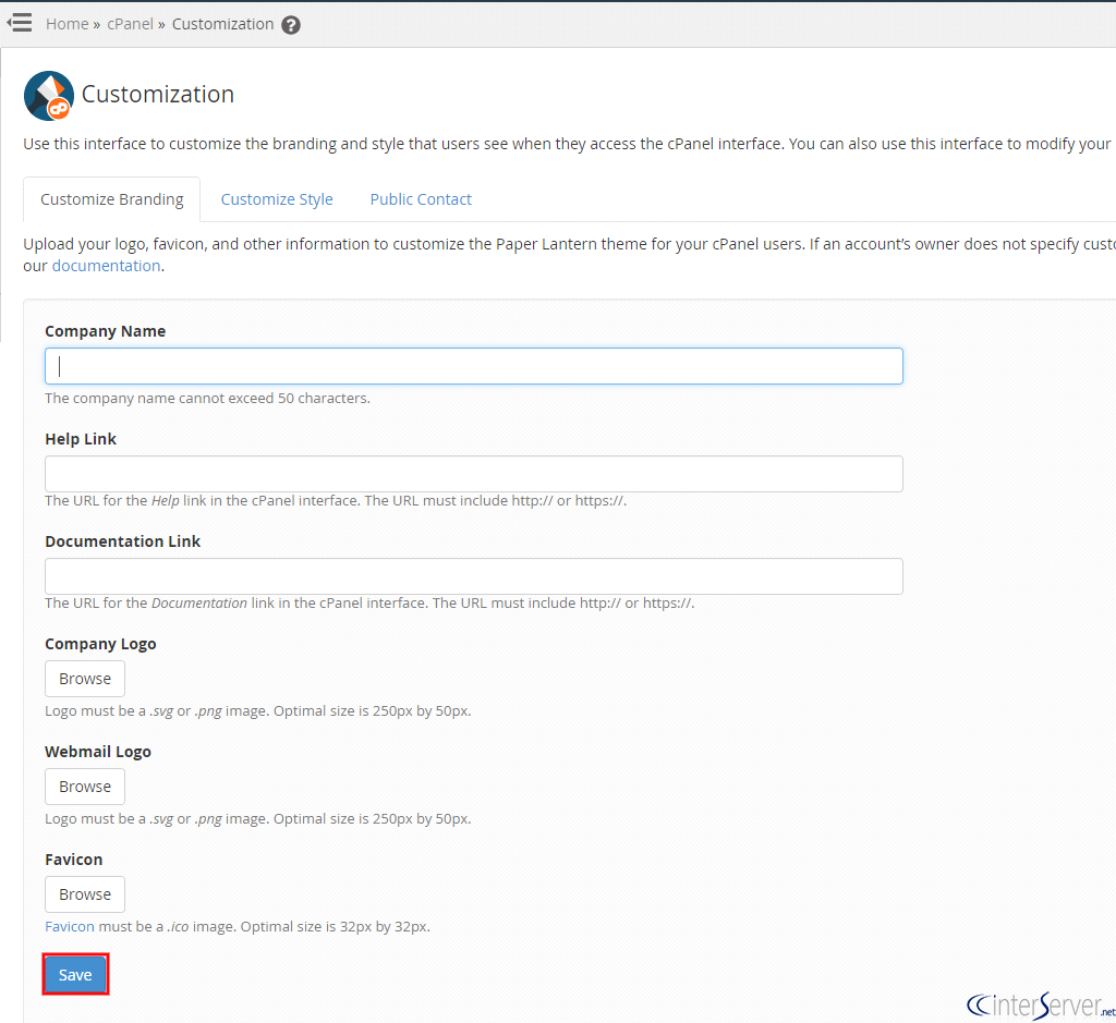 cPanel customization