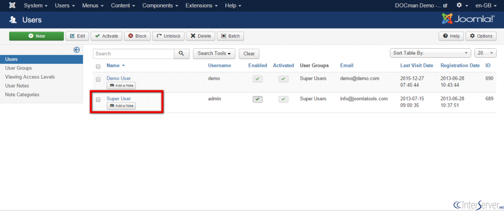 Manage User Account Information