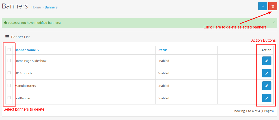 How to manage banners in OpenCart - Management