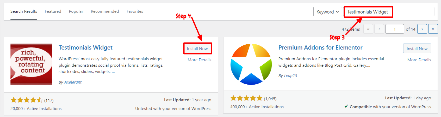 Install Testimonial Widget plugin in WordPress