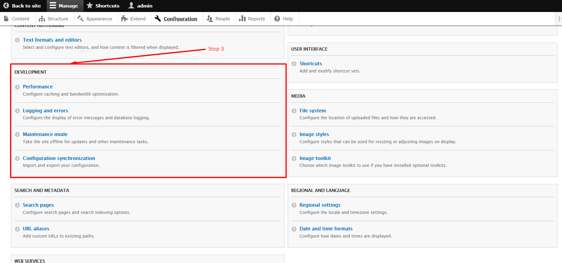 Enable maintenance mode in Drupal - Step 3