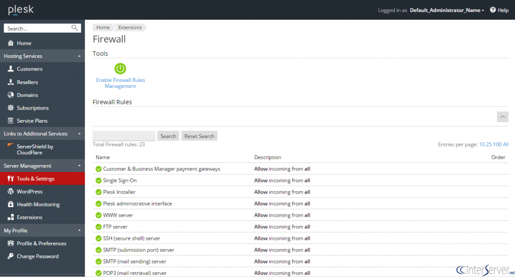 Security in Plesk