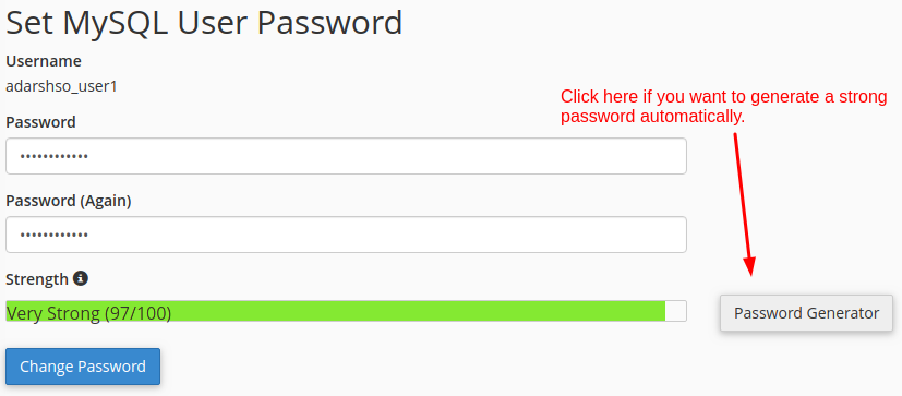 Change MySQL user password - Step 2