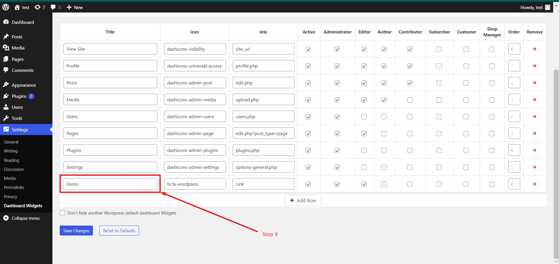 Change the name of a Dashboard widget